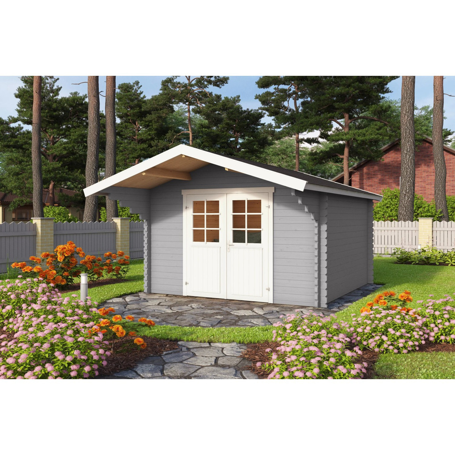 Lasita Holz-Gartenhaus Viljandi 34 mit Satteldach in Grau, B/T/H: 300 x 300 x 245,1 cm - Bild 2