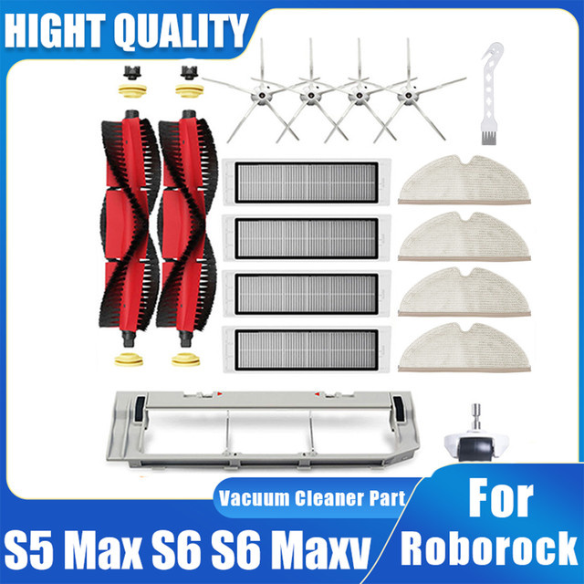 Roborock Ersatzteil-Set für S5 Max S6 S6 MaxV Staubsauger mit Walzenbürste HEPA-Filter und Mopptüchern in Multicolour - Bild 1