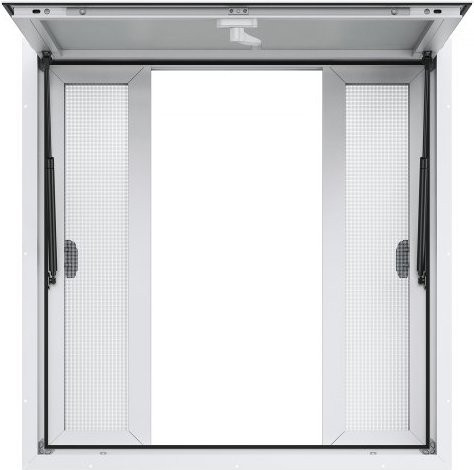 VEVOR Imbissfenster aus Aluminiumlegierung für Imbisswagen mit 4 horizontalen Schiebefenstern, Markisentür und Zughaken, B/H: 91,44 x 91,44 cm - Bild 1