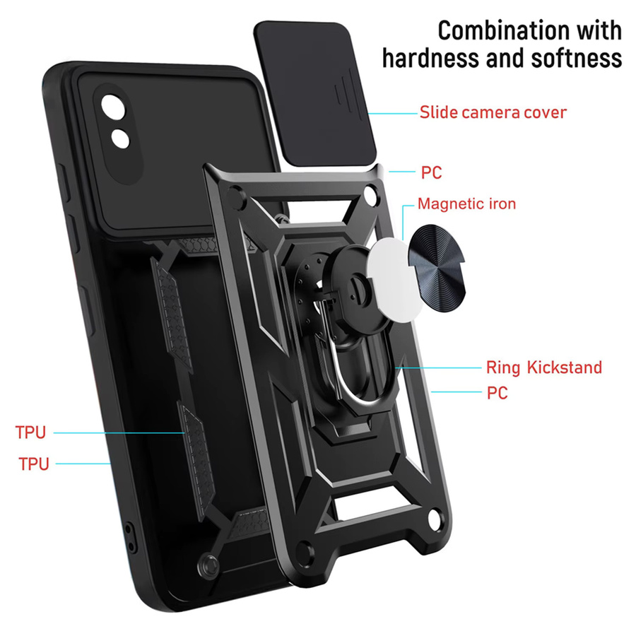 Xiaomi Redmi 9A Schutzhülle mit magnetischem Ring und Kamera-Objektivschutz in Schwarz oder Grün - Bild 5