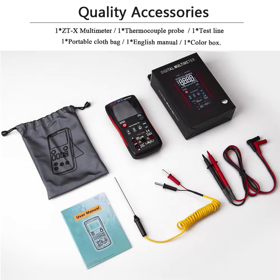 ZOYI ZTX T-RMS Digitales Multimeter mit automatischer Bereichswahl, Voltmeter, Amperemeter, Kapazitätsmessung, Ohmmeter und NCV-Tester in Rot und Schwarz - Bild 4