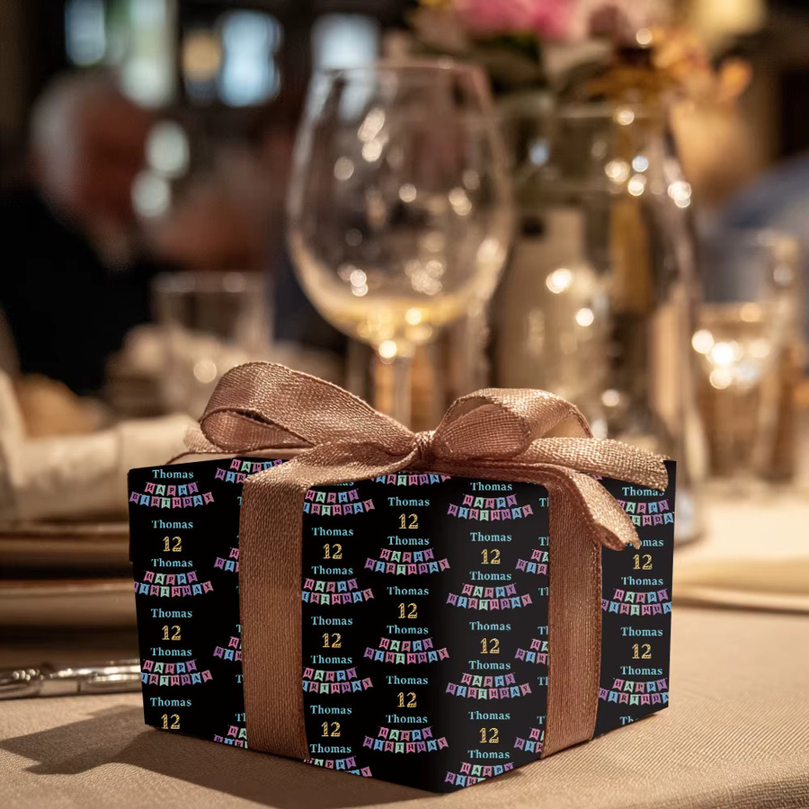 Personalisiertes WEIGAO Geschenkpapier Happy Birthday Motiv in Bunt für Erwachsene - Bild 3