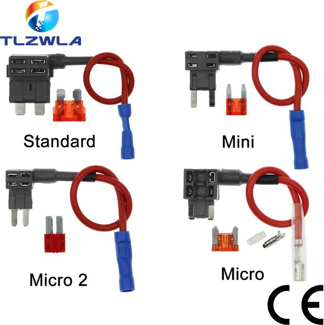 100 Stück 12V Auto Sicherung Halter Add-a-Circuit TAP Adapter Set mit 10A Micro Mini Standard ATM Klingen Sicherungen - Bild 1