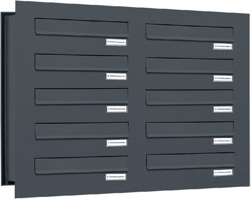 AL Briefkasten-System für 10 Parteien, Mauerdurchwurf, grau, B/H/T: 153,246 x 57,5 x 48,0 cm - Bild 1