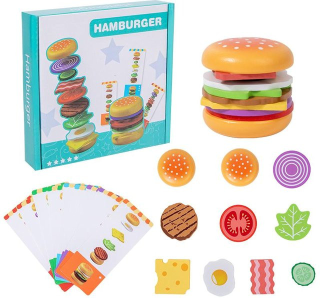 Binchi Montessori Holz-Hamburger Rollenspiel, Stapelspiel, ab 2 Jahren - Bild 1