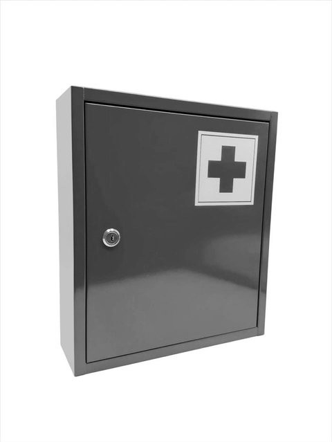 Relaxdays Medizinschrank aus Metall in Grau, abschließbar und wandmontiert, B/H/T: 36 x 31 x 10 cm - Bild 1