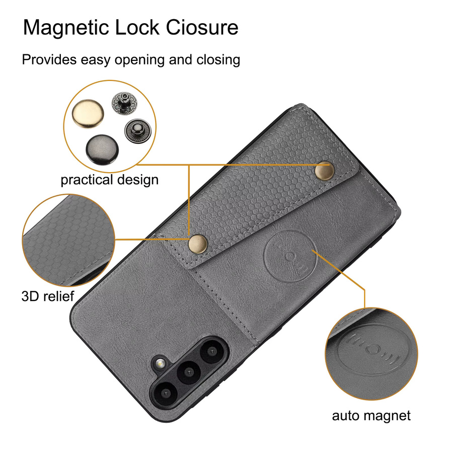 HKNR Leder Handyhülle mit magnetischem Kartenhalter für Samsung Galaxy A12 A22 A32 A52 A72 A13 A33 A53 A73 5G als Wallet Cover in Schwarz - Bild 4