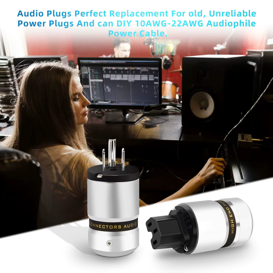 Preffair Hi-End Audio-Netzstecker IEC C13 aus Aluminium in Silber - Bild 2