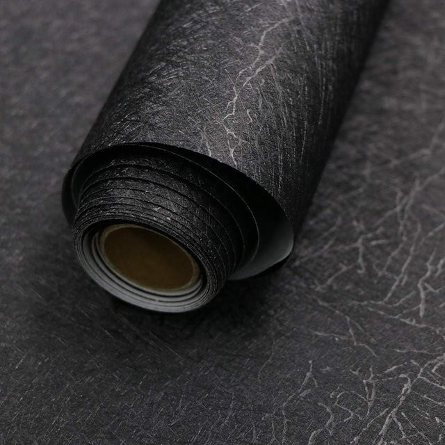 Selbstklebende Vinyl Tapete LUCK AMY in Schwarz Seidenoptik, wasserdichte Wandgestaltung und Kontaktpapier, Breite: 40 cm - Bild 1