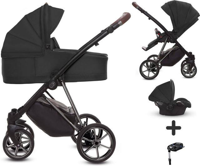 TPFLiving 4in1 Kinderwagen Ultra Stoff Schwarz mit Gestell Silber - Bild 1