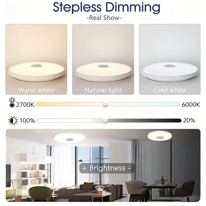 Morden Tuya Smart RGB Deckenleuchte mit Lautsprecher, 45W dimmbare LED-Rundlampe in Weiß mit App- und Fernbedienungssteuerung für Wohnzimmer und Schlafzimmer - Bild 3