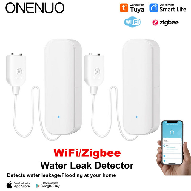Tuya Smart Home Wassersensor zur Leckageerkennung und Überschwemmungsüberwachung in Weiß mit WiFi oder Zigbee Anbindung - Bild 1