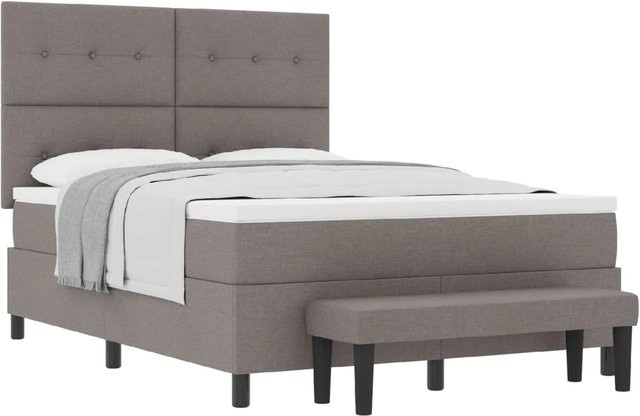 vidaXL Boxspringbett mit Matratze und Kopfteil in Taupe, B/T/H: 160 x 200 x 128 cm - Bild 1