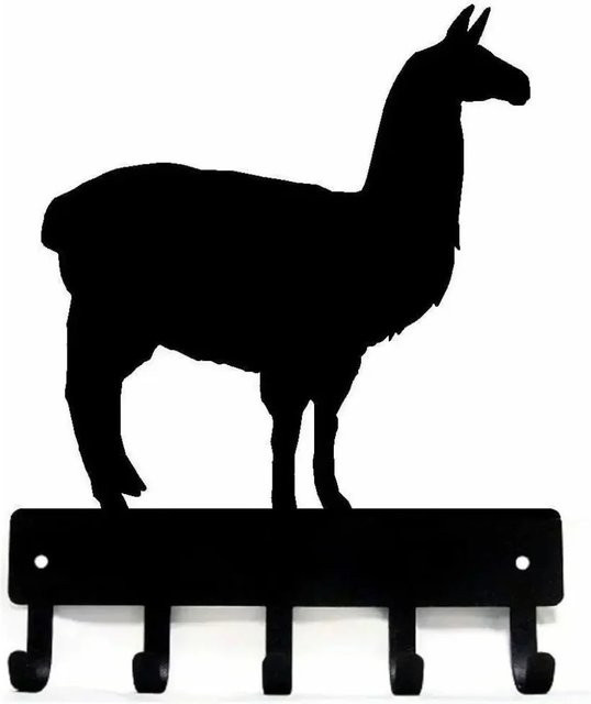 CIFBUY Alpaka-Farm Metall-Wanddekoration Schlüsselhalter in Schwarz, Rustikales Hängeregal für den Eingangsbereich, Breite: 23,5 cm, Höhe: 15,2 cm, Tiefe: 15,2 cm - Bild 1
