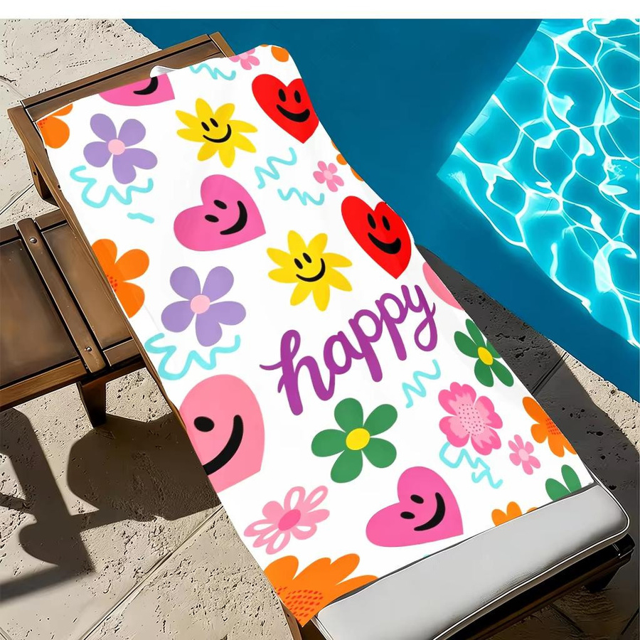 JMG Household Supplies Strandtuch Smiley Blumen aus Mikrofaser, bunt, B/H: 40 x 60 cm - Bild 4