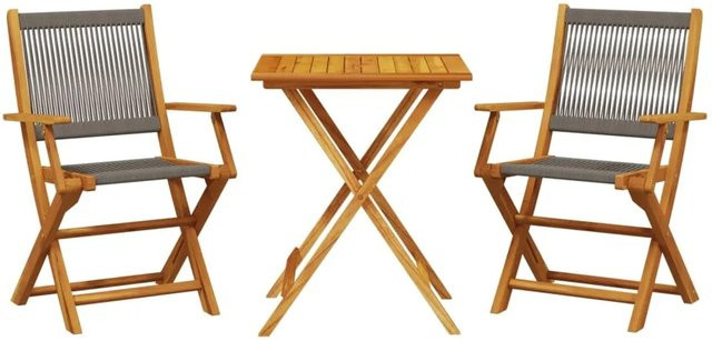vidaXL 3-tlg Bistro-Set Modell 8 aus Akazienholz und Polypropylen in Grau - Bild 1