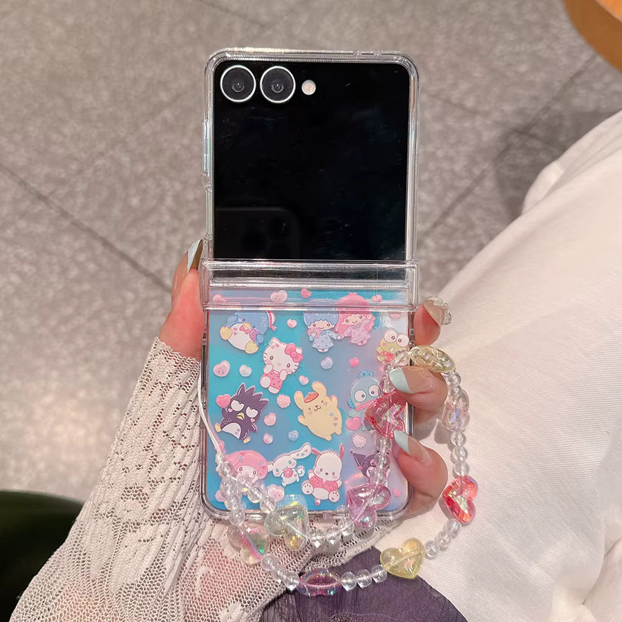 Sanrio Hello Kitty Handyhülle für Samsung Galaxy Z Flip8 Z Flip 7 FE Z Flip 6 Z Flip 5, Stoßfeste Faltbare Schutzhülle mit Kette, Multicolour - Bild 2