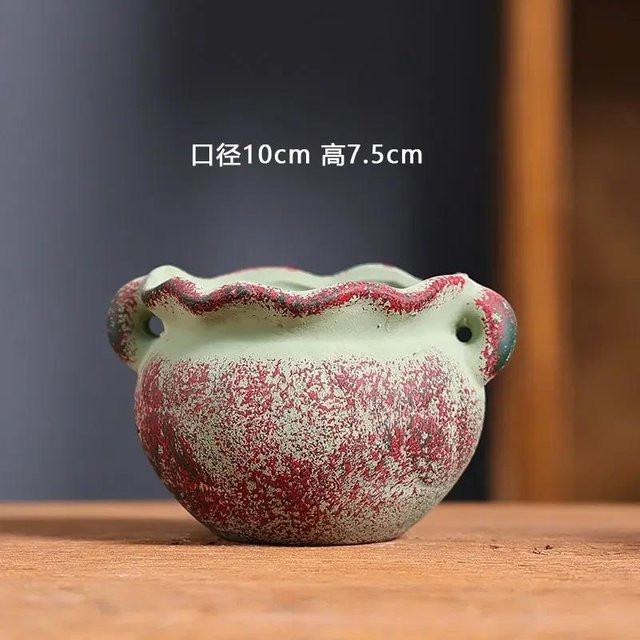 Handbemalte mediterrane Sukkulenten Blumentöpfe aus roter Keramik von Yiran Furniture - Bild 1