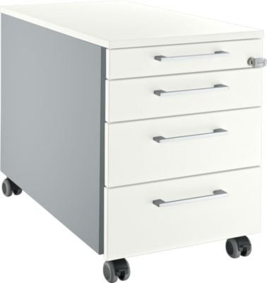 Schäfer Shop Genius Rollcontainer 1233 mit eckigen Griffen, Farbe: Weiß, B/H/T: 43,5 x 57,7 x 4,0 cm - Bild 1