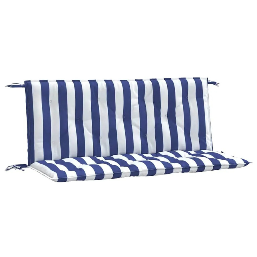 vidaXL Gartenbank-Auflagen 2er-Set blau-weiß gestreift aus wasserabweisendem Polyester, B/T/H: 120 x 50 x 7 cm - Bild 2