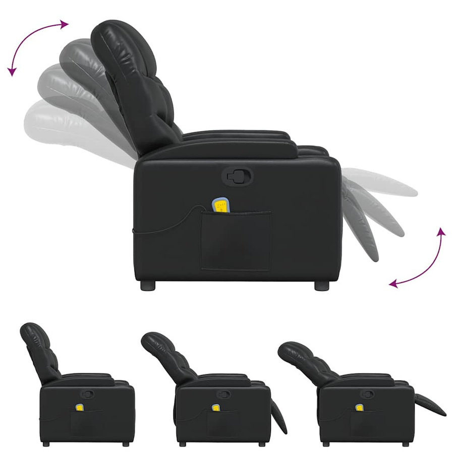 vidaXL Massagesessel Schwarz aus Kunstleder mit Armlehnen - Bild 3