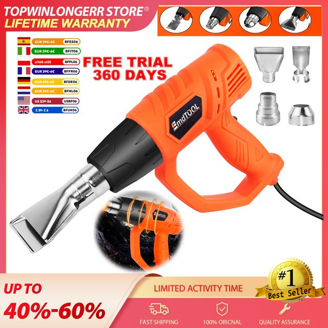 BRIEFNESS Heißluftpistole Set in Orange mit 2000W Leistung, 2 Temperaturstufen (300 °C - 600 °C) und 2 Luftstromgeschwindigkeiten inklusive 4 Düsen - Bild 1
