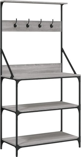 vidaXL Bäckerregal mit 4 Böden und Haken in Grau Sonoma Holzoptik, B/T/H: 40,5 x 20,0 x 170,0 cm - Bild 1