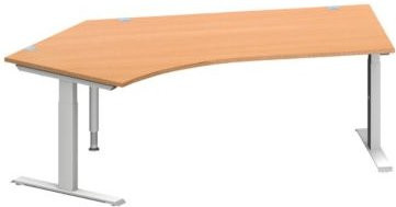 Schäfer Shop Genius Winkelschreibtisch MODENA FLEX in Buche und Weißalu, 135 Grad Winkel links, T-Fuß Rechteckrohr, B: 216,5 cm, T: 80 cm, H: 65-85 cm - Bild 1