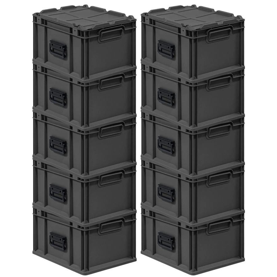 PROREGAL Eurobox Nextgen Portable Transportbox im 10er Set, Schwarz, H x B x T: 23,5 x 30 x 40 cm, 20 Liter pro Box - Bild 2