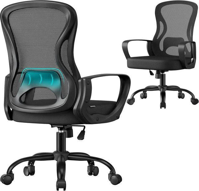 Songmics Bürodrehstuhl mit Netzrücken in Schwarz - Bild 1