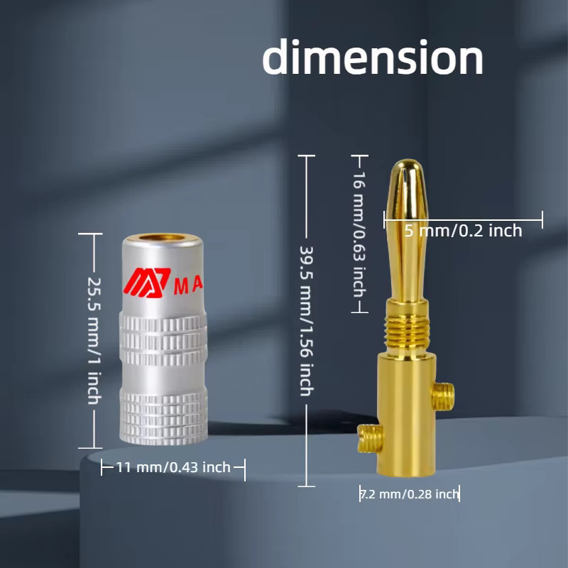 Matihur 4 Stück Bananenstecker 24k vergoldet aus Kupfer OFC für Audio-Verstärker und Lautsprecher - Bild 4