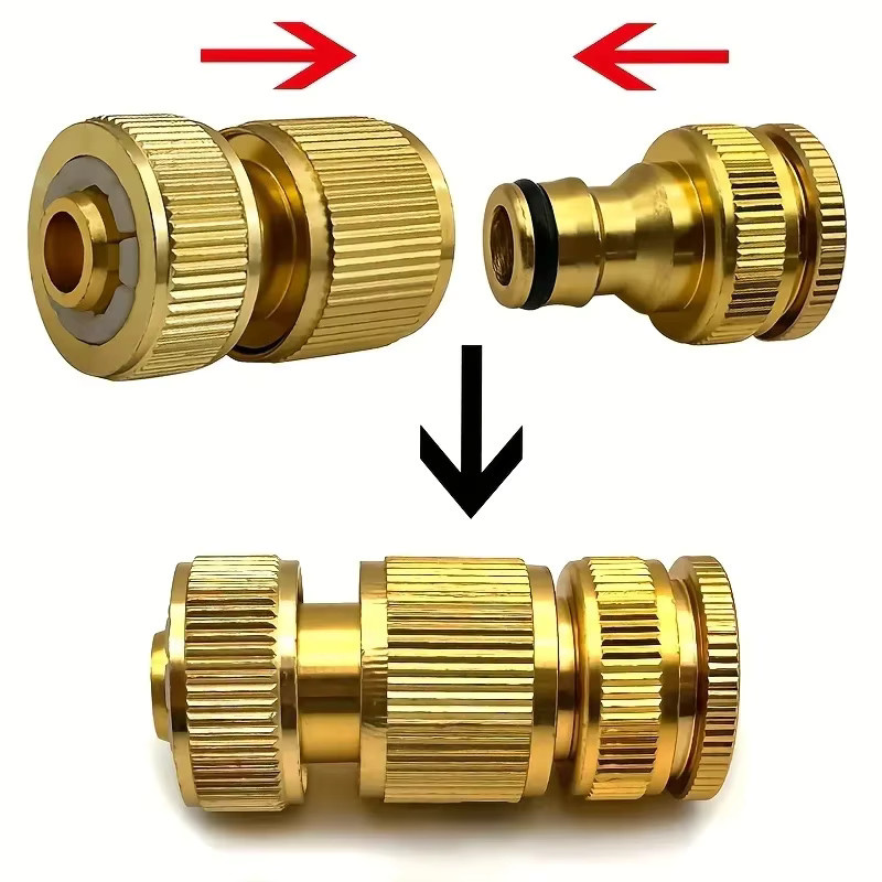 6/12-teiliges Aluminium-Gartenschlauch-Verbindungsset in Gold mit 1/2 Zoll Schnellanschluss und Wasserhahnanschlüssen für 13–16 mm Rohre - Bild 3