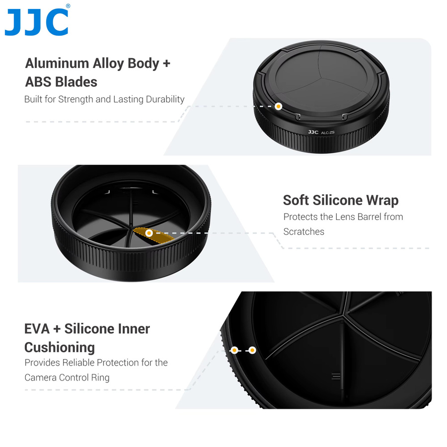 JJC Automatischer Objektivdeckel für Panasonic Lumix ZS99 und TZ99 in Schwarz - Bild 5