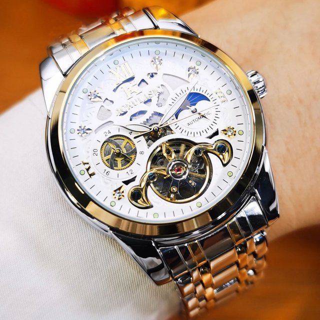 AOKULASIC Tourbillon Skeleton Automatik-Armbanduhr, Edelstahl, Herren - Bild 1