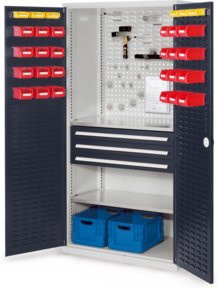 Kappes RasterPlan Schubladenschrank Mod. 22 mit Türen und Schlitzplatten in Lichtgrau, H: 195 cm, B: 60 cm, T: 60 cm - Bild 1