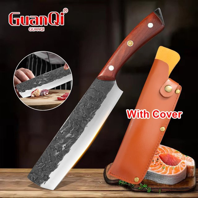 GuanQi Profi Küchenmesser Cleaver aus Holz mit Schutzhülle zum Schneiden von Fleisch, Fisch und Gemüse - Bild 1