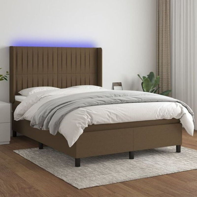 Vidaxl Boxspringbett mit Matratze in Braun aus Stoff und Holzwerkstoff B/T/H: 140 x 200 cm - Bild 1