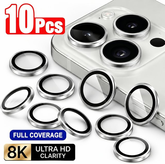 NNBILI 10er-Pack Ultra HD Kameraobjektivschutz für iPhone 17 16 15 14 13 12 11 Pro Max, transparent, kratzfest - Bild 1