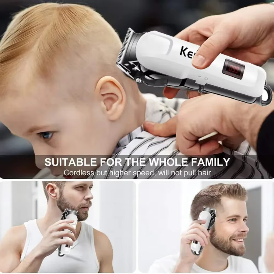 Kemei Haarschneidemaschine, kabelloser Trimmer, Herren, weiß - Bild 2