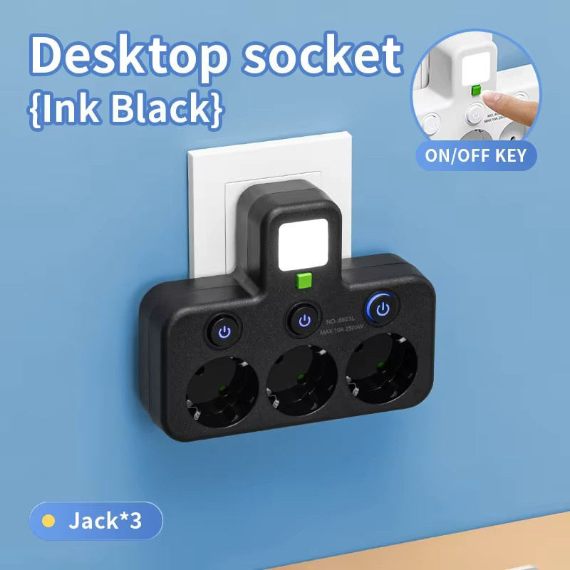 8-in-1 EU-Steckdosenleiste mit 5 AC-Steckdosen, 2 USB-Anschlüssen, 1 Typ-C-Port und Nachtlicht - Bild 4