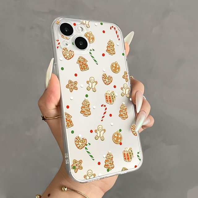 Transparente TPU-Handyhülle mit Weihnachtsbaum- und Lebkuchenmann-Design für Apple iPhone 17 16 15 14 13 12 11 Pro Max Plus Mini und XS XR X 7 8 - Bild 1