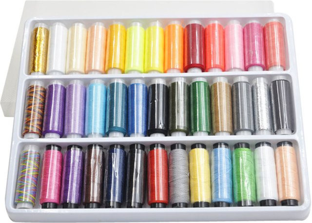 NOTIONSLAND Stickgarn Set aus Polyester mit 39 Farben, 200 Meter pro Spule für Nähmaschinen, Quilten und DIY-Handwerk, Multicolor - Bild 1