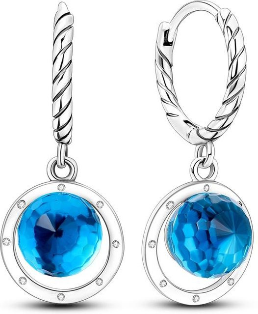 Creolen Silber, Blau, Kristall, Damen - Bild 1