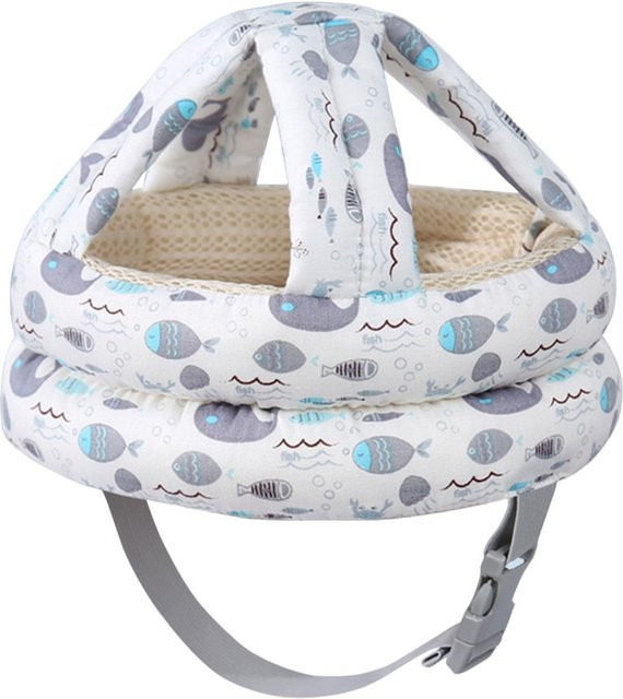 Deamos Baby Kopfschutzhelm aus Baumwolle mit verstellbarem Riemen in Weiß - Bild 1