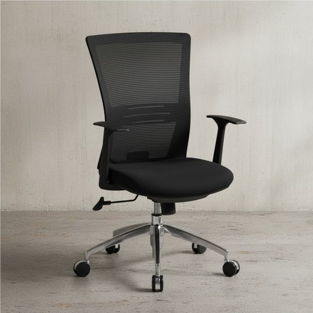 KADIMA DESIGN Ergonomischer Bürostuhl in Schwarz mit Stoffbezug, verstellbarer Rückenlehne, Kunststoff-Armlehnen und Aluminium-Fußkreuz, Belastbarkeit bis 120 kg - Bild 1