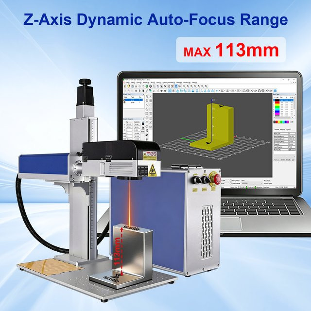 JPT 3D-Relief-Gravierer MOPA Faserlaser-Markiermaschine mit dynamischem Autofokus für Edelstahl, Gold und Silber - Bild 1