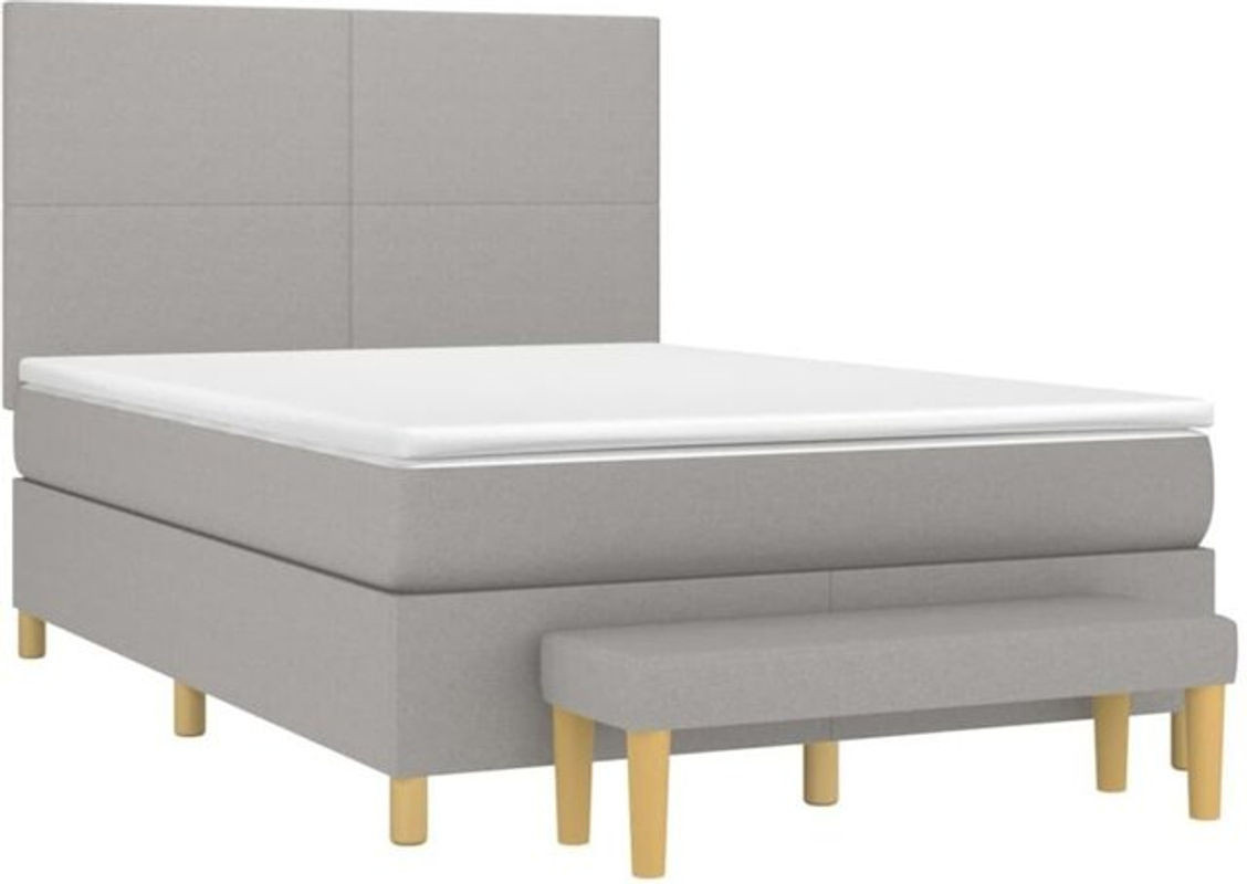 Vidaxl Boxspringbett mit Matratze in Grau aus Stoff und Holzwerkstoff B/T: 140 x 200 cm - Bild 1