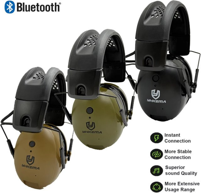 YHKEMA Bluetooth-Kopfhörer mit Geräuschunterdrückung und elektronischem Gehörschutz als taktische Ohrenschützer in Braun - Bild 1