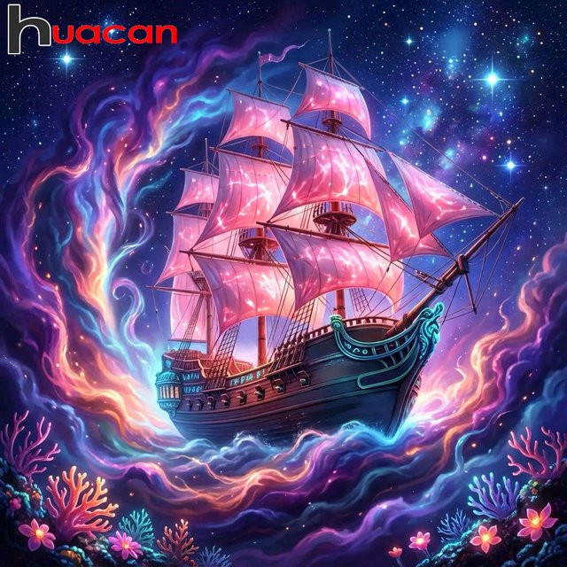 Huacan Diamond Painting Set Sternenhimmel Segelboot Landschaft Bastelset Multicolor B/H: 20 x 20 cm - Bild 1