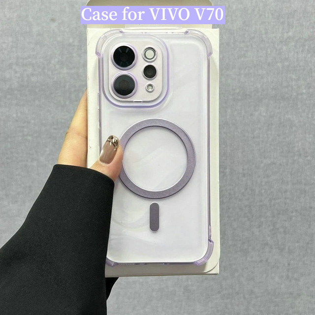 Magnetische Eisnebel-Handyhülle für Vivo in Transparent und Lila mit Vier-Ecken-Sturzschutz - Bild 1